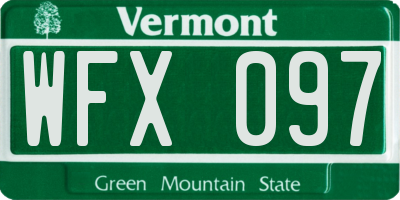 VT license plate WFX097