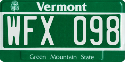 VT license plate WFX098