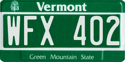 VT license plate WFX402