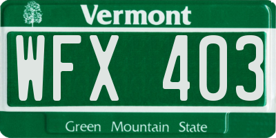 VT license plate WFX403