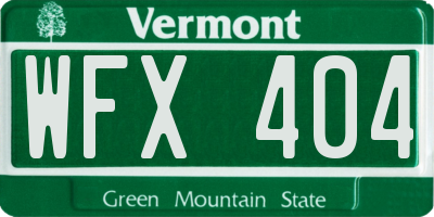 VT license plate WFX404
