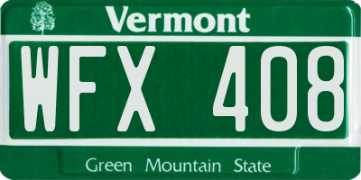 VT license plate WFX408