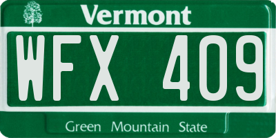 VT license plate WFX409