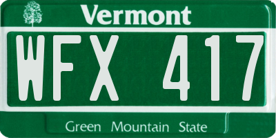 VT license plate WFX417