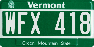 VT license plate WFX418