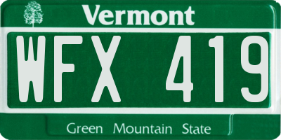 VT license plate WFX419