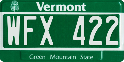 VT license plate WFX422