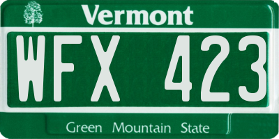 VT license plate WFX423