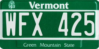 VT license plate WFX425