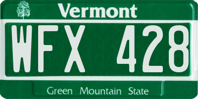 VT license plate WFX428