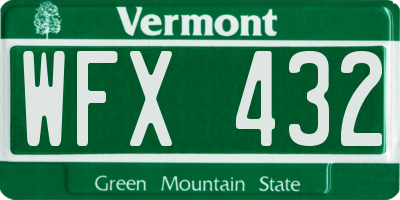 VT license plate WFX432