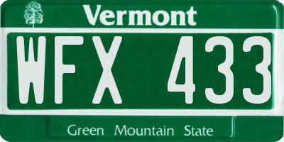 VT license plate WFX433