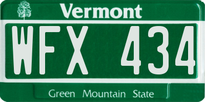 VT license plate WFX434