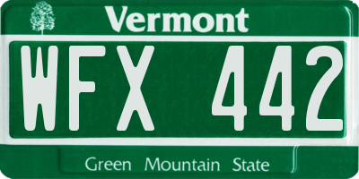 VT license plate WFX442