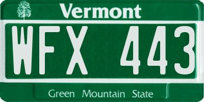 VT license plate WFX443