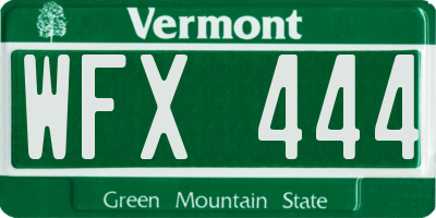 VT license plate WFX444