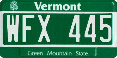 VT license plate WFX445