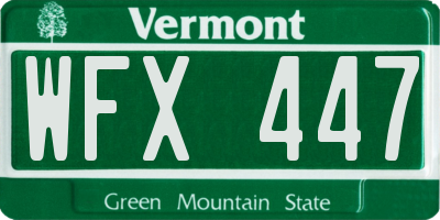 VT license plate WFX447