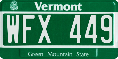 VT license plate WFX449