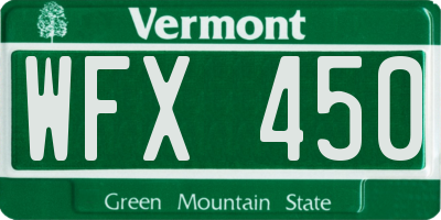 VT license plate WFX450