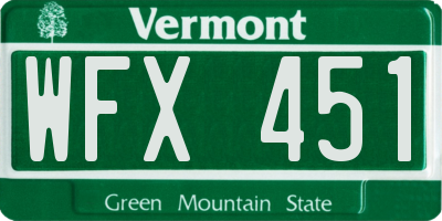 VT license plate WFX451