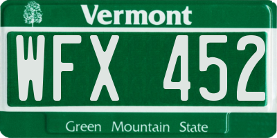 VT license plate WFX452