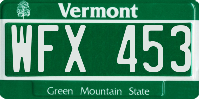 VT license plate WFX453