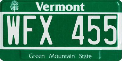 VT license plate WFX455
