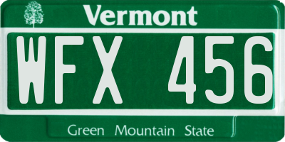 VT license plate WFX456