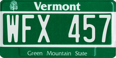 VT license plate WFX457
