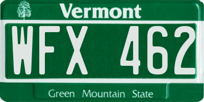 VT license plate WFX462