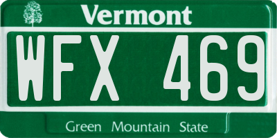 VT license plate WFX469