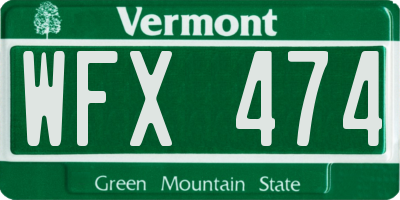 VT license plate WFX474