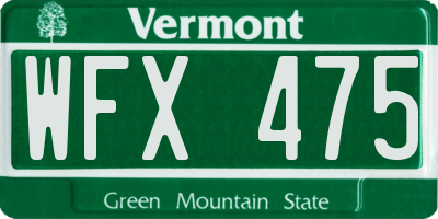 VT license plate WFX475
