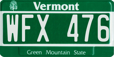 VT license plate WFX476
