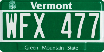 VT license plate WFX477