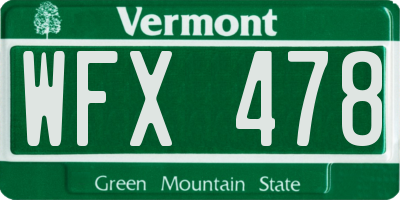 VT license plate WFX478