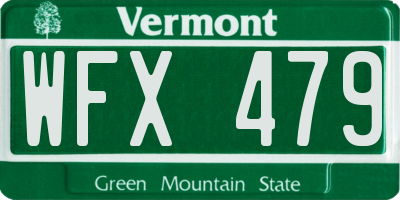 VT license plate WFX479