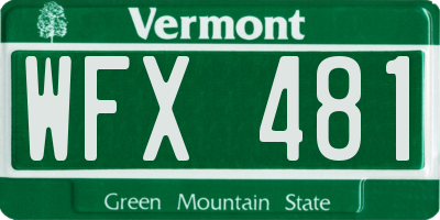 VT license plate WFX481