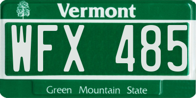 VT license plate WFX485