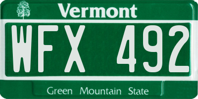 VT license plate WFX492