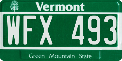 VT license plate WFX493