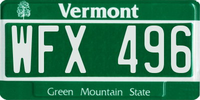 VT license plate WFX496