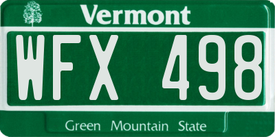 VT license plate WFX498