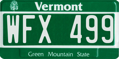 VT license plate WFX499
