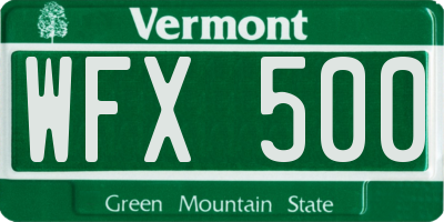 VT license plate WFX500