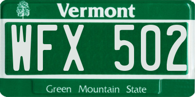 VT license plate WFX502