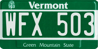 VT license plate WFX503