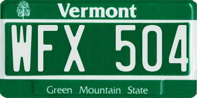 VT license plate WFX504