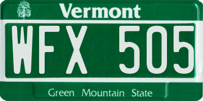 VT license plate WFX505